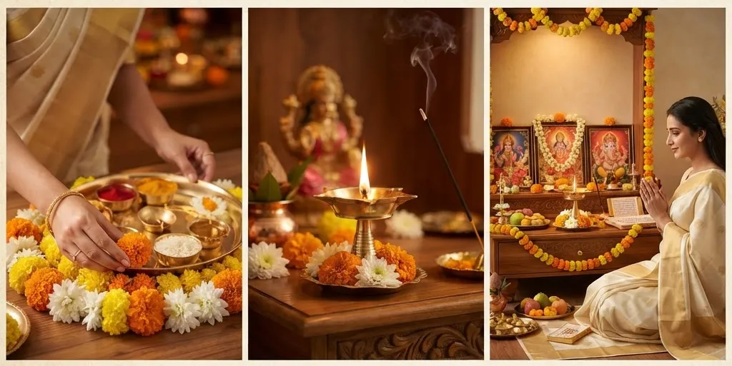 Sacred home puja essentials and diya